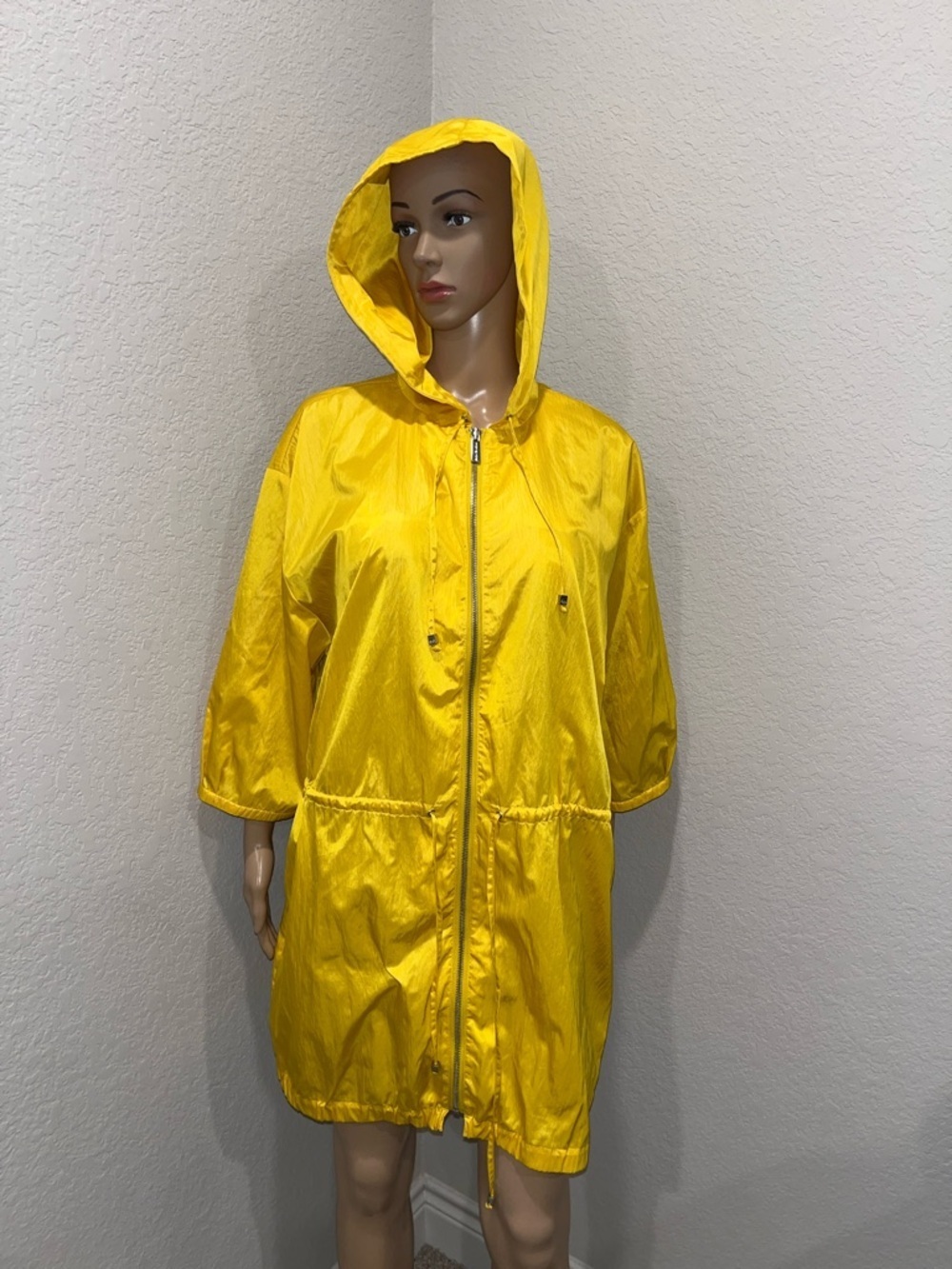 Michael Kors Yellow Hooded Lightweight Rain Parka Jacket